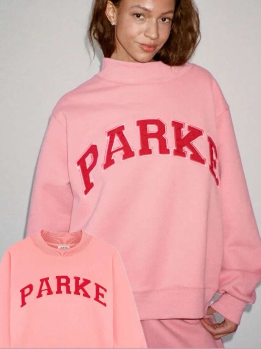 PARKE pink and red valentines mockneck